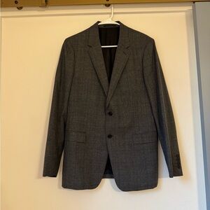 Theory Men's 40R Gray Dobby Weave Wool Blend Two Button Blazer